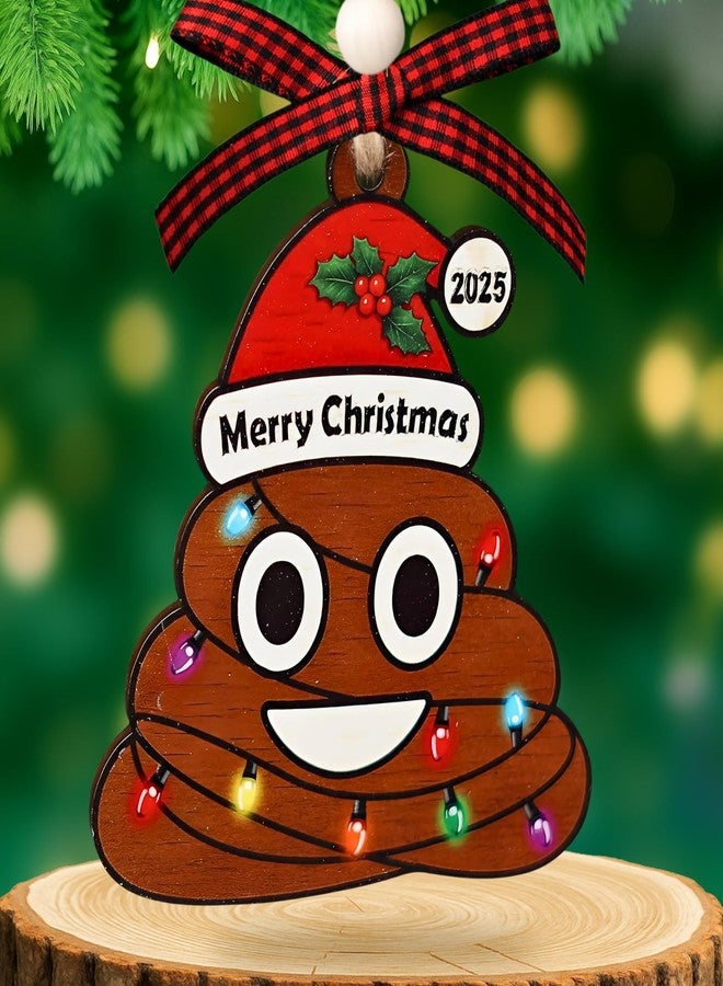 LumenJar Poop Christmas Ornament - Pooping Christmas Ornaments 2025 - Funny Poop Gifts for Adults - Ugly Christmas Ornaments - White Elephant Gifts, Dirty Gag Gift for Women, Friend - Fun Wood Ornaments 2025 - Image 1
